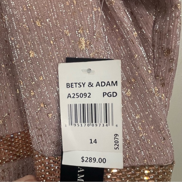 BETSY and Adam Metallic Pink and Gold Formal Prom Gown Dress *has pockets* - Picture 13 of 16